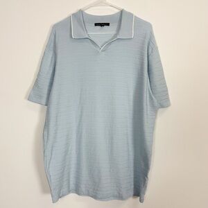 Robert Barakett Knit Polo Shirt Mens XL Blue Short Sleeve Organic Cotton